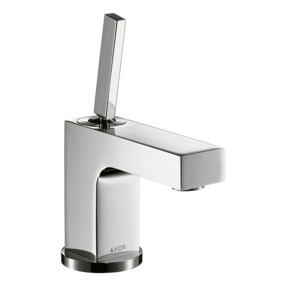 Hansgrohe AXOR Citterio Einhebel-Waschtischmischer 80mm, 5l/min, Pin-Griff für HWB, Zugstangen-Ablaufgarnitur, Chrom
