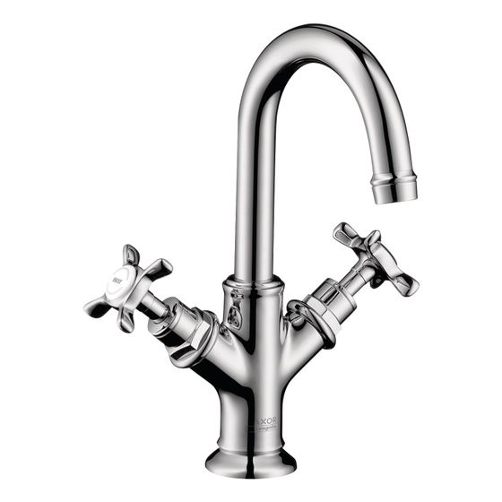 Hansgrohe AXOR Montreux 2-Griff Waschtischarmatur 160mm, 5l/min, Kreuzgriffen für HWB, Zugstangen-Ablaufgarnitur, Chrom