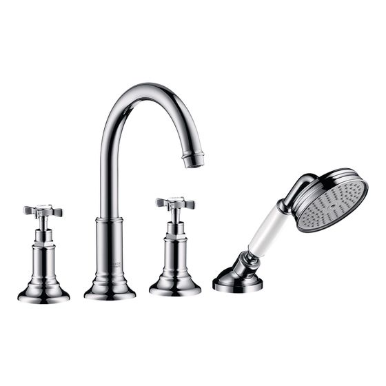 Hansgrohe AXOR Montreux 4-Loch Fliesenrandarmatur, 21l/min, Kreuzgriffen, Brushed Bronze