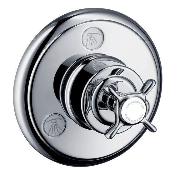 Hansgrohe AXOR Montreux Ab- und Umstellventil Trio/ Quattro Unterputz, Kreuzgriff, Polished Red Gold