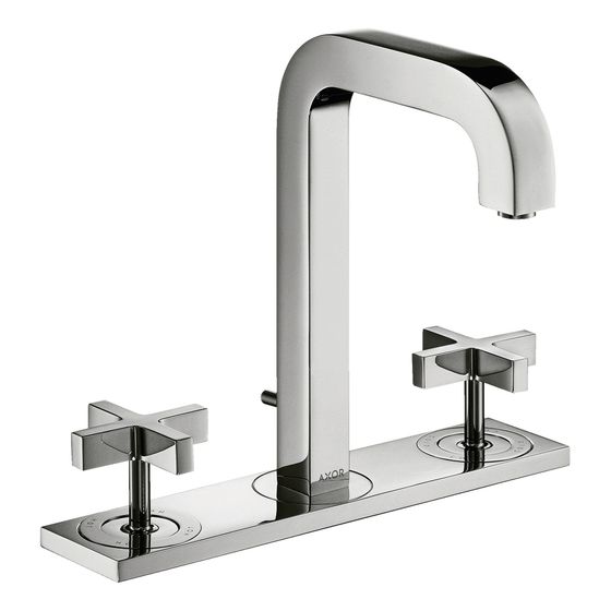 Hansgrohe AXOR Citterio 3-Loch Waschtischarmatur 170, Auslauf 140mm, Kreuzgriffen, Platte, Zug. Ablaufg, Chrom