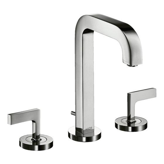 Hansgrohe AXOR Citterio 3-Loch Waschtischarmatur 170, Auslauf 140mm, Hebelgriff, Rosetten, Zug. Ablaufg, Chrom