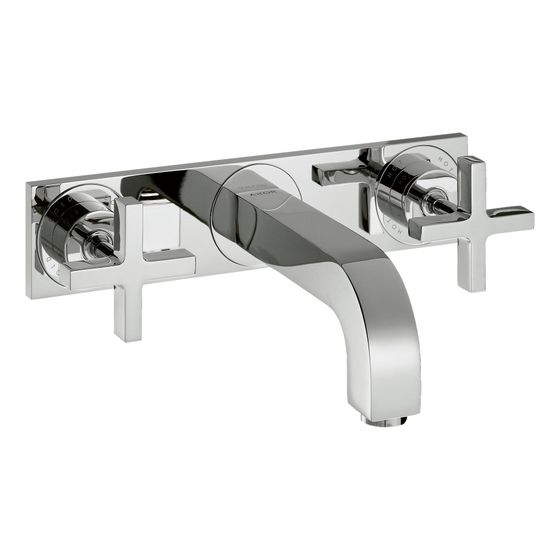 Hansgrohe AXOR Citterio 3-Loch Waschtischarmatur UP für Wandm, Auslauf 162mm, Kreuzgriffen, Platte, Chrom