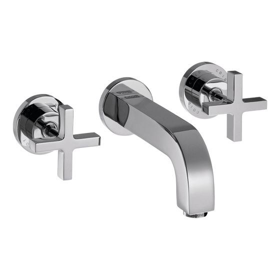 Hansgrohe AXOR Citterio 3-Loch Waschtischarmatur UP für Wandm, Auslauf 162mm, Kreuzgriffen, Rosetten, Chrom