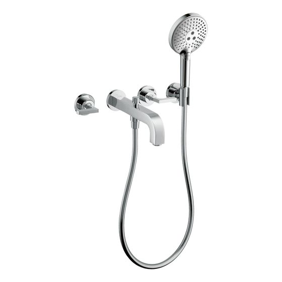 Hansgrohe AXOR Wannenarmatur Citterio 3-Loch Unterputz Wandmontage, Handbrause, Hebelgriff, Rosetten, Chrom