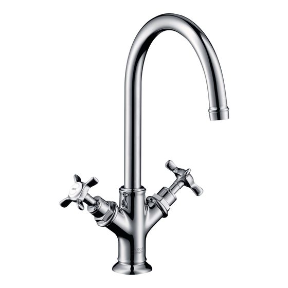 Hansgrohe AXOR Montreux 2-Griff Waschtischarmatur 210mm, 5l/min, Kreuzgriffen, Ablaufgarnitur, Chrom