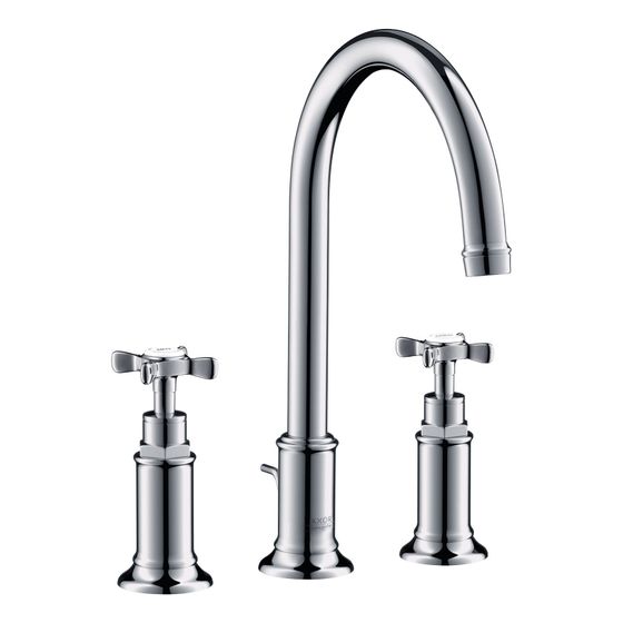 Hansgrohe AXOR Montreux 3-Loch Waschtischarmatur 180mm, 5l/min, Kreuzgriffen, Zugstangen-Ablaufgarnitur, Chrom