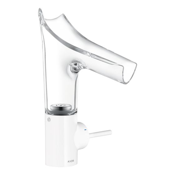 Hansgrohe AXOR Starck V Einhebel-Waschtischmischer 140mm, 4l/min, Glasauslauf, Ablaufgarnitur, Weiß