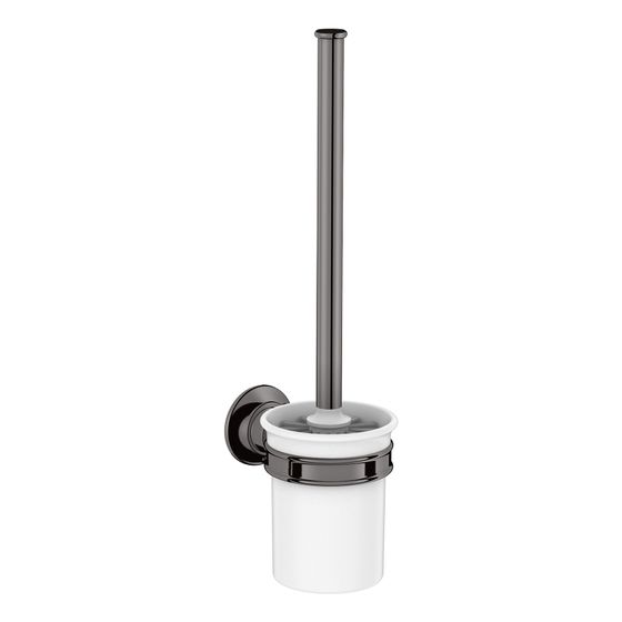 Hansgrohe AXOR Montreux Toilettenbürstenhalter Wandmontage, 35mm Bohrabstand, Metall/Porzellan, Polished Black Chrome
