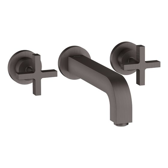Hansgrohe AXOR Citterio 3-Loch Waschtischarmatur UP für Wandm, Auslauf 222mm, Kreuzgriffen, Rosetten, Brushed Black Chrome