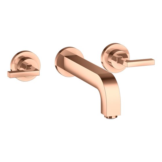 Hansgrohe AXOR Citterio 3-Loch Waschtischarmatur UP für Wandm, Auslauf 222mm, Hebelgriff, Rosetten, Polished Red Gold