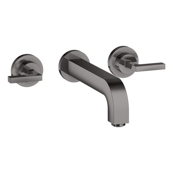 Hansgrohe AXOR Citterio 3-Loch Waschtischarmatur UP für Wandm, Auslauf 222mm, Hebelgriff, Rosetten, Polished Black Chrome