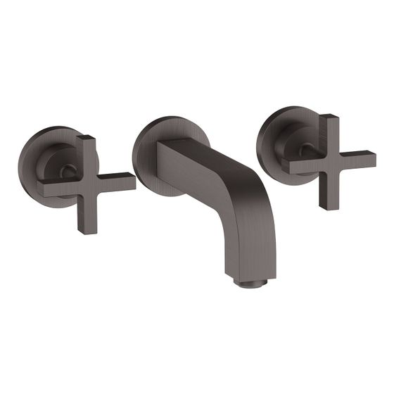 Hansgrohe AXOR Citterio 3-Loch Waschtischarmatur UP für Wandm, Auslauf 162mm, Kreuzgriffen, Rosetten, Brushed Black Chrome