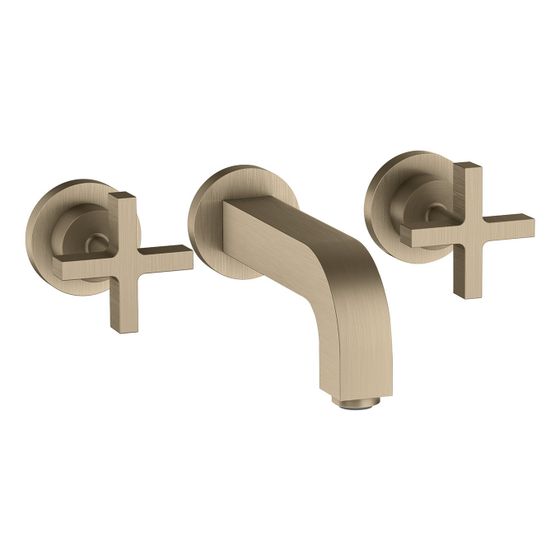 Hansgrohe AXOR Citterio 3-Loch Waschtischarmatur UP für Wandm, Auslauf 162mm, Kreuzgriffen, Rosetten, Brushed Nickel