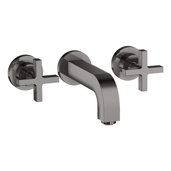 Hansgrohe AXOR Citterio 3-Loch Waschtischarmatur UP für Wandm, Auslauf 162mm, Kreuzgriffen, Rosetten, Polished Black Chrome