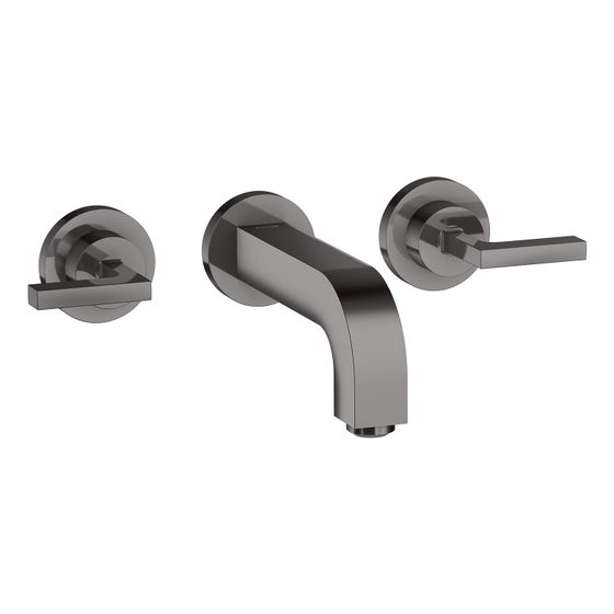 Hansgrohe AXOR Citterio 3-Loch Waschtischarmatur UP für Wandm, Auslauf 162mm, Hebelgriff, Rosetten, Polished Black Chrome