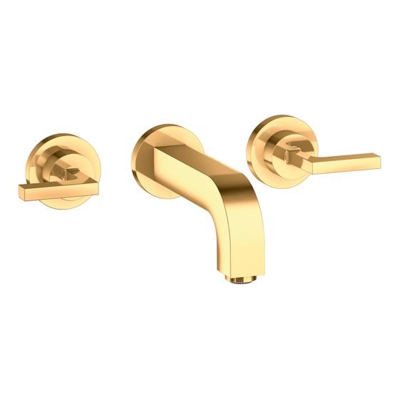 Hansgrohe AXOR Citterio 3-Loch Waschtischarmatur UP für Wandm, Auslauf 162mm, Hebelgriff, Rosetten, Polished Gold Optic