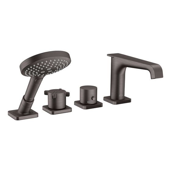 Hansgrohe AXOR Citterio E 4-Loch Wannenrandarmatur, Thermostat, 2 Verbraucher, Brushed Black Chrome