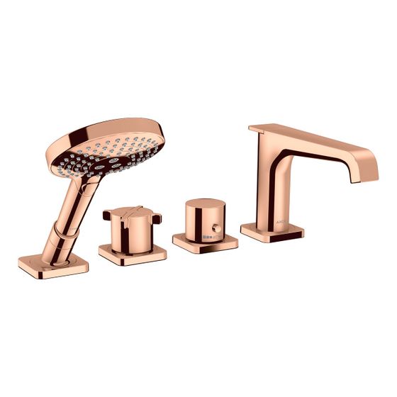 Hansgrohe AXOR Citterio E 4-Loch Wannenrandarmatur, Thermostat, 2 Verbraucher, Polished Red Gold