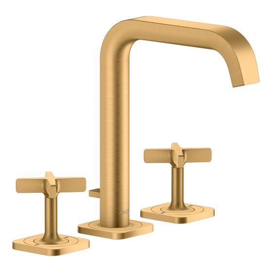 Hansgrohe AXOR Citterio E 3-Loch Waschtischarmatur ComfortZone 170, Rosetten, Zugstangen-Ablaufgarnitur, Brushed Brass