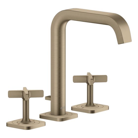 Hansgrohe AXOR Citterio E 3-Loch Waschtischarmatur ComfortZone 170, Rosetten, Zugstangen-Ablaufgarnitur, Brushed Nickel