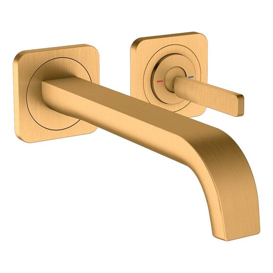 Hansgrohe AXOR Citterio E Einhebel-Waschtischmischer UP, Pin-Griff, Rosetten, Auslauf 221mm für Wandm, Brushed Gold Optic