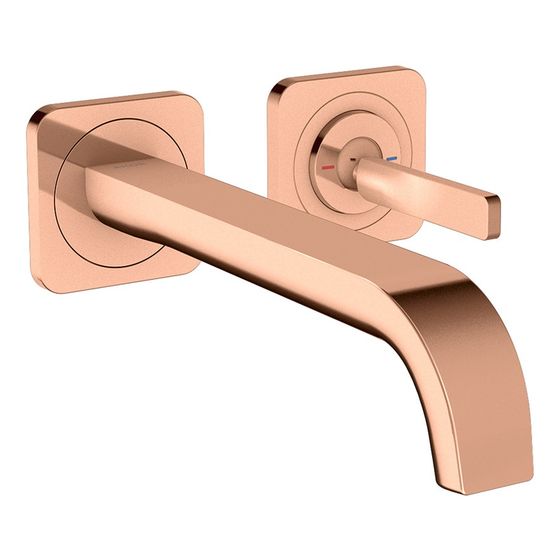 Hansgrohe AXOR Citterio E Einhebel-Waschtischmischer UP, Pin-Griff, Rosetten, Auslauf 221mm für Wandm, Polished Red Gold