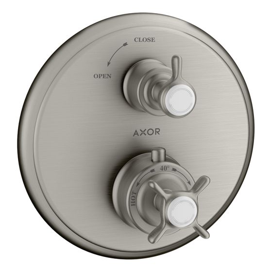 Hansgrohe AXOR Montreux Thermostat Unterputz, 25l/min, Kreuzgriff, Absperrventil, Edelstahl Optic