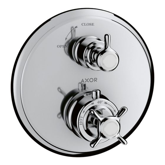 Hansgrohe AXOR Montreux Thermostat Unterputz, 25l/min, Kreuzgriff, Absperrventil, Chrom