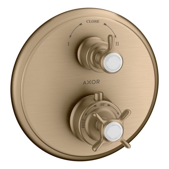 Hansgrohe AXOR Montreux Thermostat Unterputz, 29l/min, Kreuzgriff, Ab- und Umstellventil, Brushed Bronze