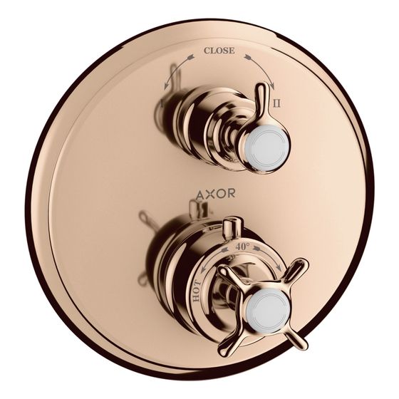 Hansgrohe AXOR Montreux Thermostat Unterputz, 29l/min, Kreuzgriff, Ab- und Umstellventil, Polished Red Gold