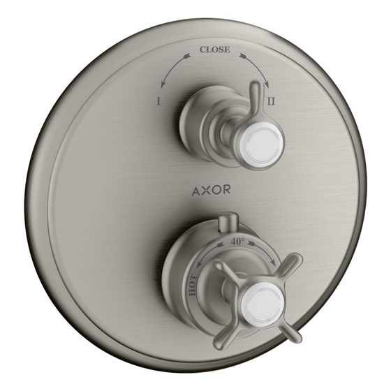 Hansgrohe AXOR Montreux Thermostat Unterputz, 29l/min, Kreuzgriff, Ab- und Umstellventil, Edelstahl Optic
