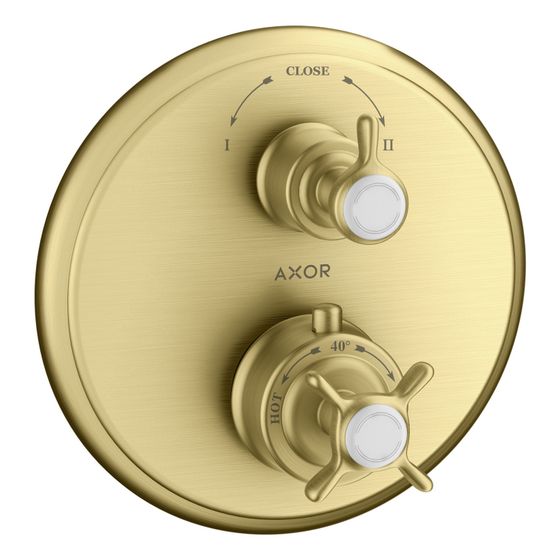 Hansgrohe AXOR Montreux Thermostat Unterputz, 29l/min, Kreuzgriff, Ab- und Umstellventil, Brushed Brass