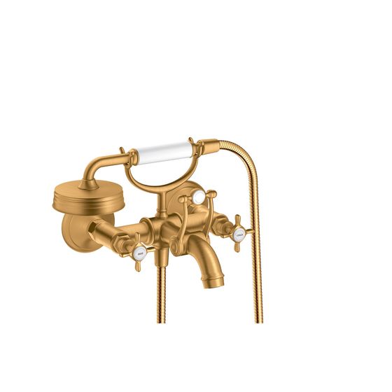 Hansgrohe AXOR Montreux 2-Griff Wannenarmatur Aufputz, 20l/min, Kreuzgriffen, Brushed Gold Optic