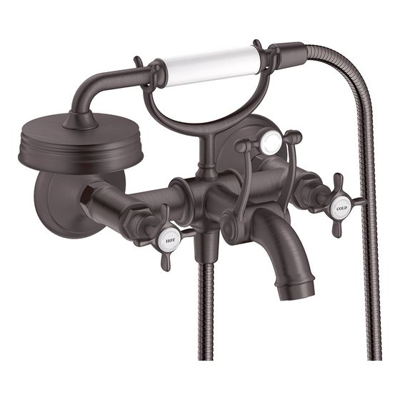Hansgrohe AXOR Montreux 2-Griff Wannenarmatur Aufputz, 20l/min, Kreuzgriffen, Brushed Black Chrome
