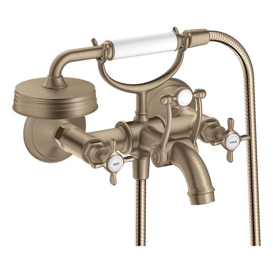 Hansgrohe AXOR Montreux 2-Griff Wannenarmatur Aufputz, 20l/min, Kreuzgriffen, Brushed Nickel