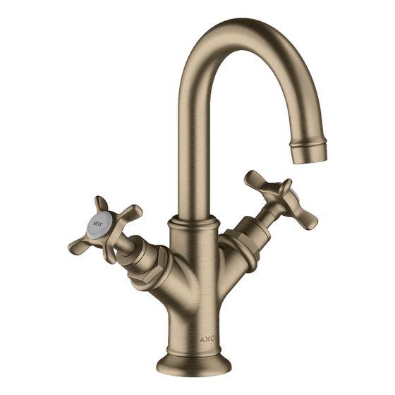 Hansgrohe AXOR Montreux 2-Griff Waschtischarmatur 160mm, 5l/min, Kreuzgriffen für HWB, Zugstangen-Ablaufg., Brushed Nickel