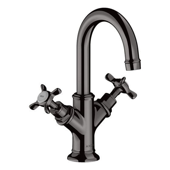 Hansgrohe AXOR Montreux 2-Griff Waschtischarmatur 160mm 5l/min Kreuzgriffen für HWB Zug-Abl. Polished Black Chrome