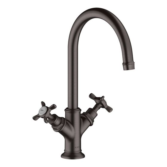 Hansgrohe AXOR Montreux 2-Griff Waschtischarmatur 210mm, 5l/min, Kreuzgriffen, Ablaufgarnitur, Brushed Black Chrome