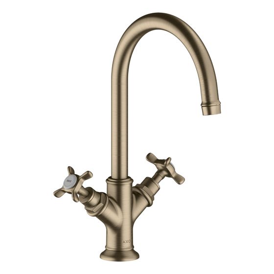 Hansgrohe AXOR Montreux 2-Griff Waschtischarmatur 210mm, 5l/min, Kreuzgriffen, Ablaufgarnitur, Brushed Nickel