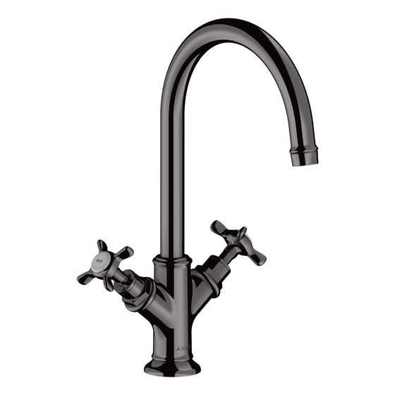 Hansgrohe AXOR Montreux 2-Griff Waschtischarmatur 210mm, 5l/min, Kreuzgriffen, Ablaufgarnitur, Polished Black Chrome