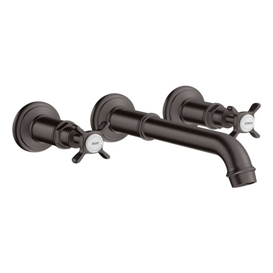Hansgrohe AXOR Montreux 3-Loch Waschtischarmatur UP, 5l/min, für Wandm., Auslauf 165-225mm, Kreuzgriffen, Brushed Black Chrome