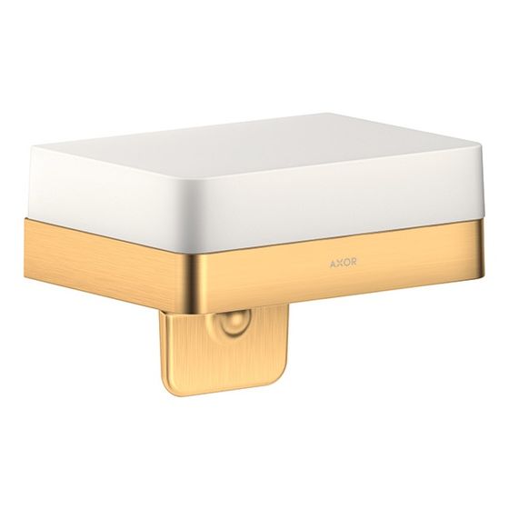 Hansgrohe AXOR Universal Softsquare Lotionspender, Ablage, 180ml, Metall/Glas, Brushed Brass