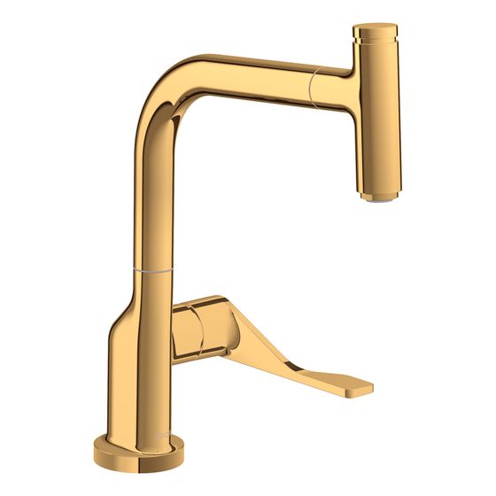 Hansgrohe AXOR Citterio Einhebel-Küchenmischer Select 230mm, 9l/min, Ausziehauslauf, Polished Gold Optic