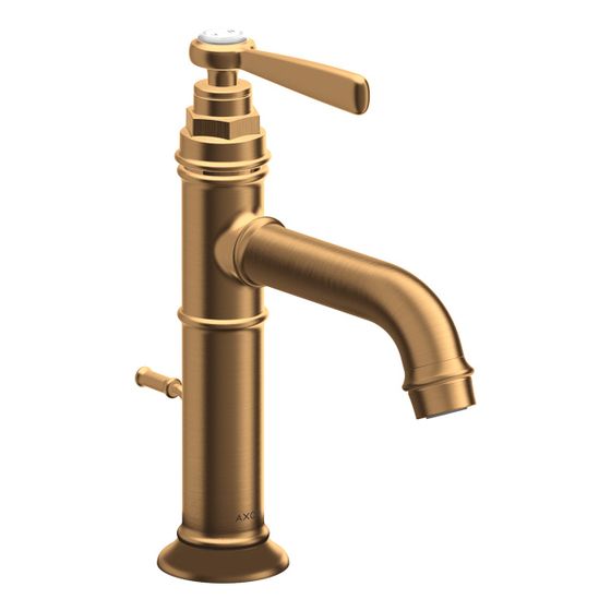 Hansgrohe AXOR Montreux Einhebel-Waschtischmischer 100mm, 5l/min, Hebelgriff, Zugstangen-Ablaufgarnitur, Brushed Gold Optic