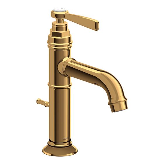 Hansgrohe AXOR Montreux Einhebel-Waschtischmischer 100mm, 5l/min, Hebelgriff, Zugstangen-Ablaufgarnitur, Polished Gold Optic