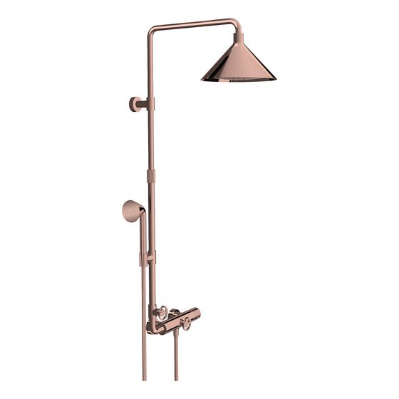 Hansgrohe AXOR Showers/Front Showerpipe, Thermostat, Kopfbrause 240mm, 21l/min, 2jet, DN 15, Polished Red Gold