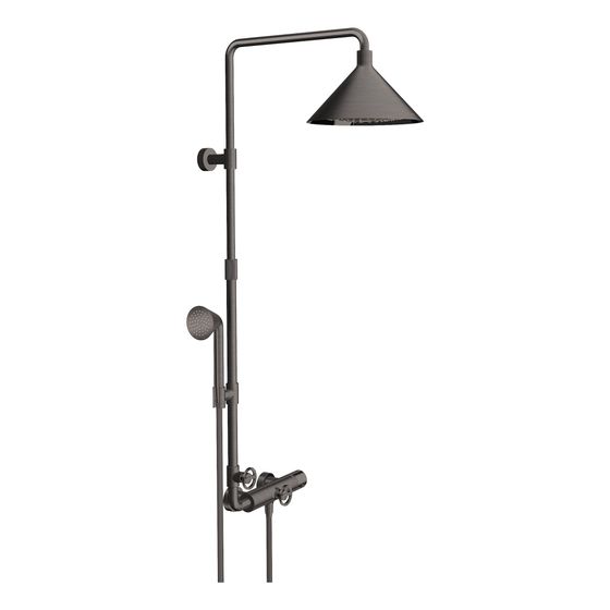 Hansgrohe AXOR Showers/Front Showerpipe, Thermostat, Kopfbrause 240mm, 21l/min, 2jet, DN 15, Brushed Black Chrome