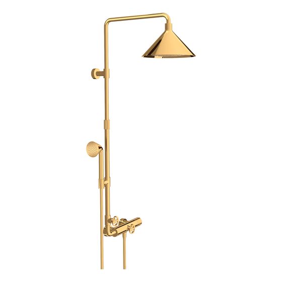 Hansgrohe AXOR Showers/Front Showerpipe, Thermostat, Kopfbrause 240mm, 21l/min, 2jet, DN 15, Polished Gold Optic