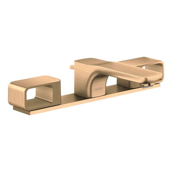 Hansgrohe AXOR Urquiola 3-Loch Waschtischarmatur 50mm, 5l/min, Platte, Zugstangen-Ablaufgarnitur, Brushed Bronze